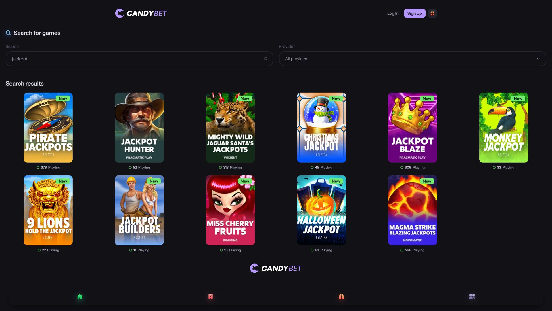 CandyBet Casino Desktop Jackpot