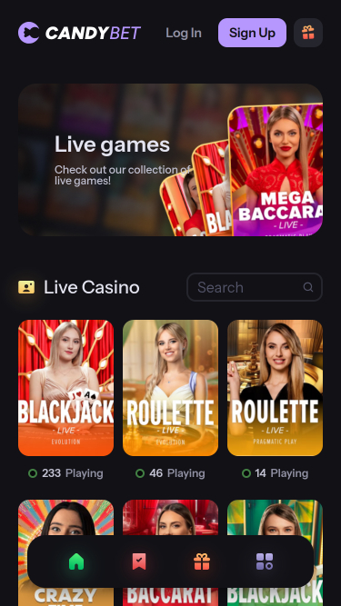 CandyBet Casino Mobile Live Dealer