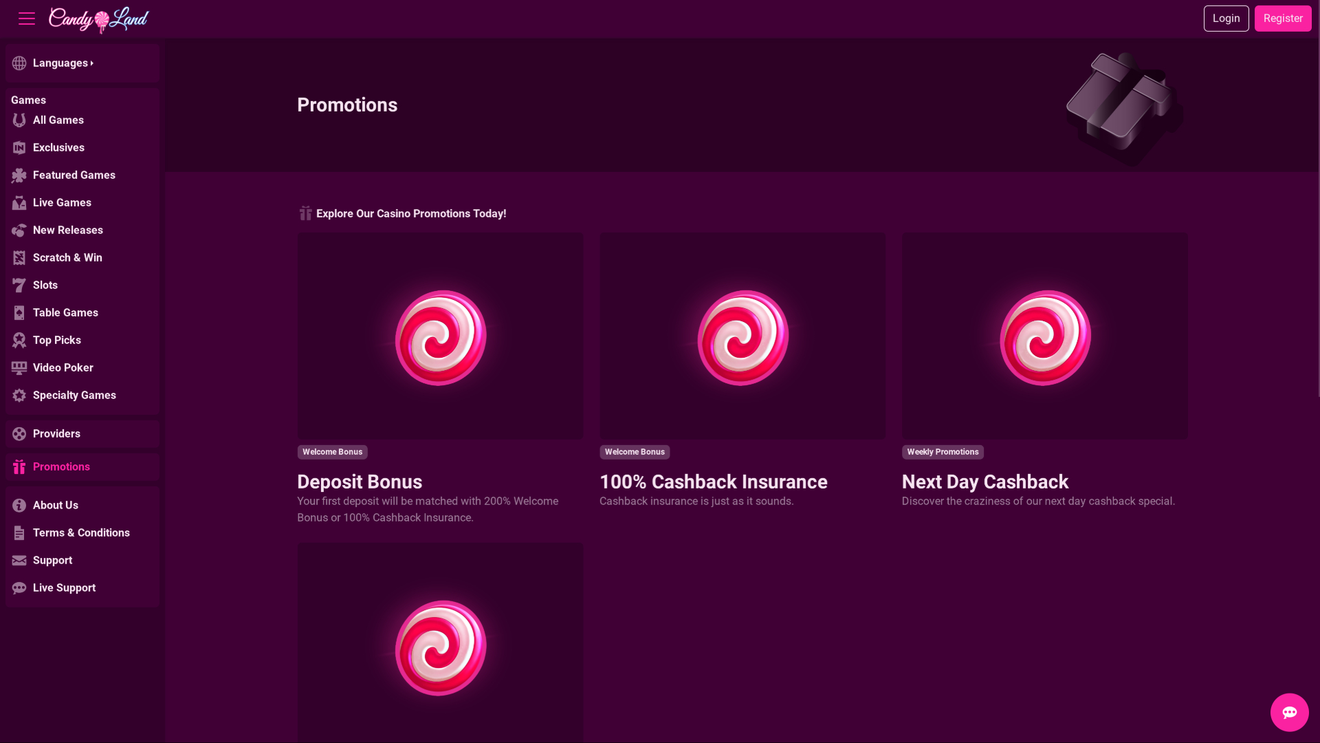 CandyLand Casino Desktop Promotions