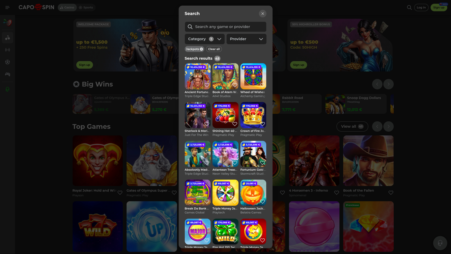 Capospin Casino Desktop Jackpot