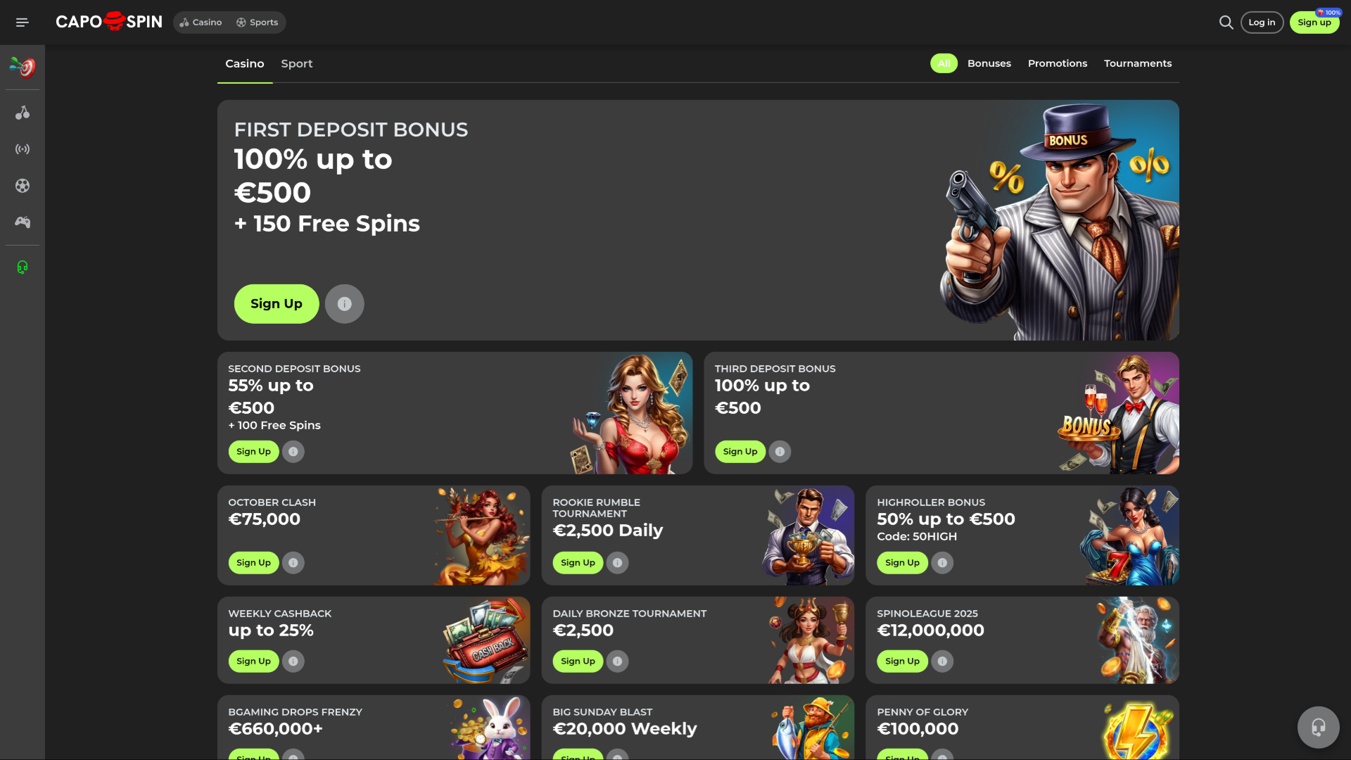 Capospin Casino Desktop Promotions