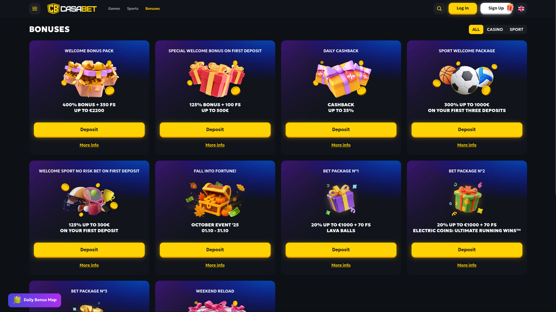 Casabet Casino Desktop Promotions