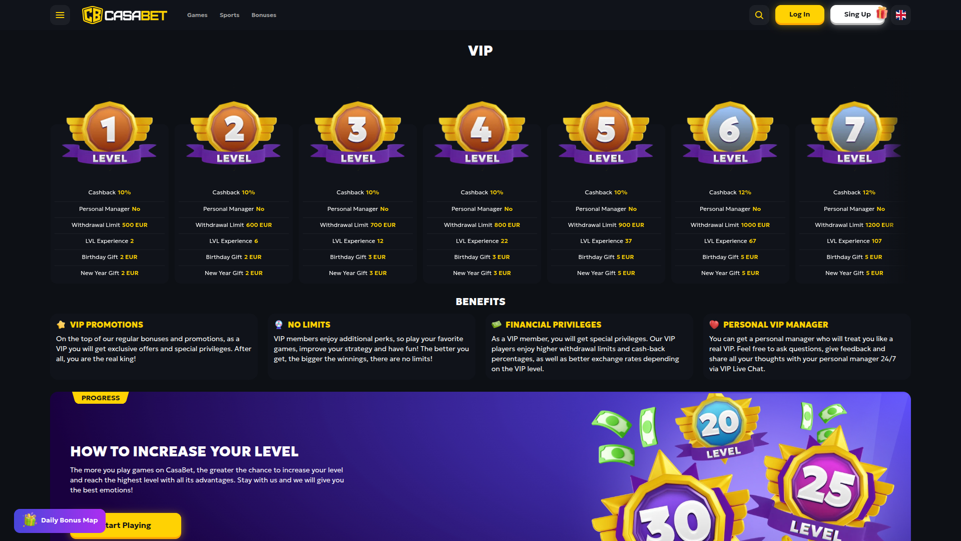 Casabet Casino Desktop VIP Program
