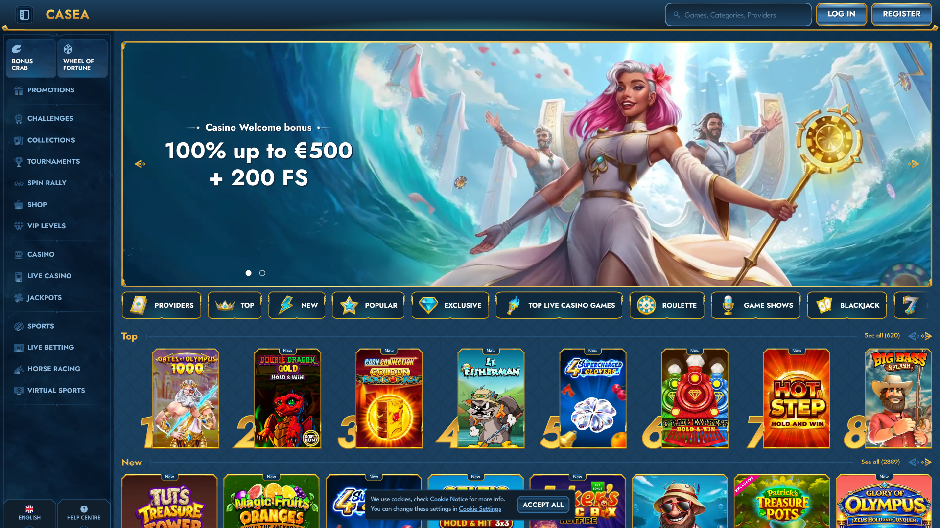 Casea Casino Homepage