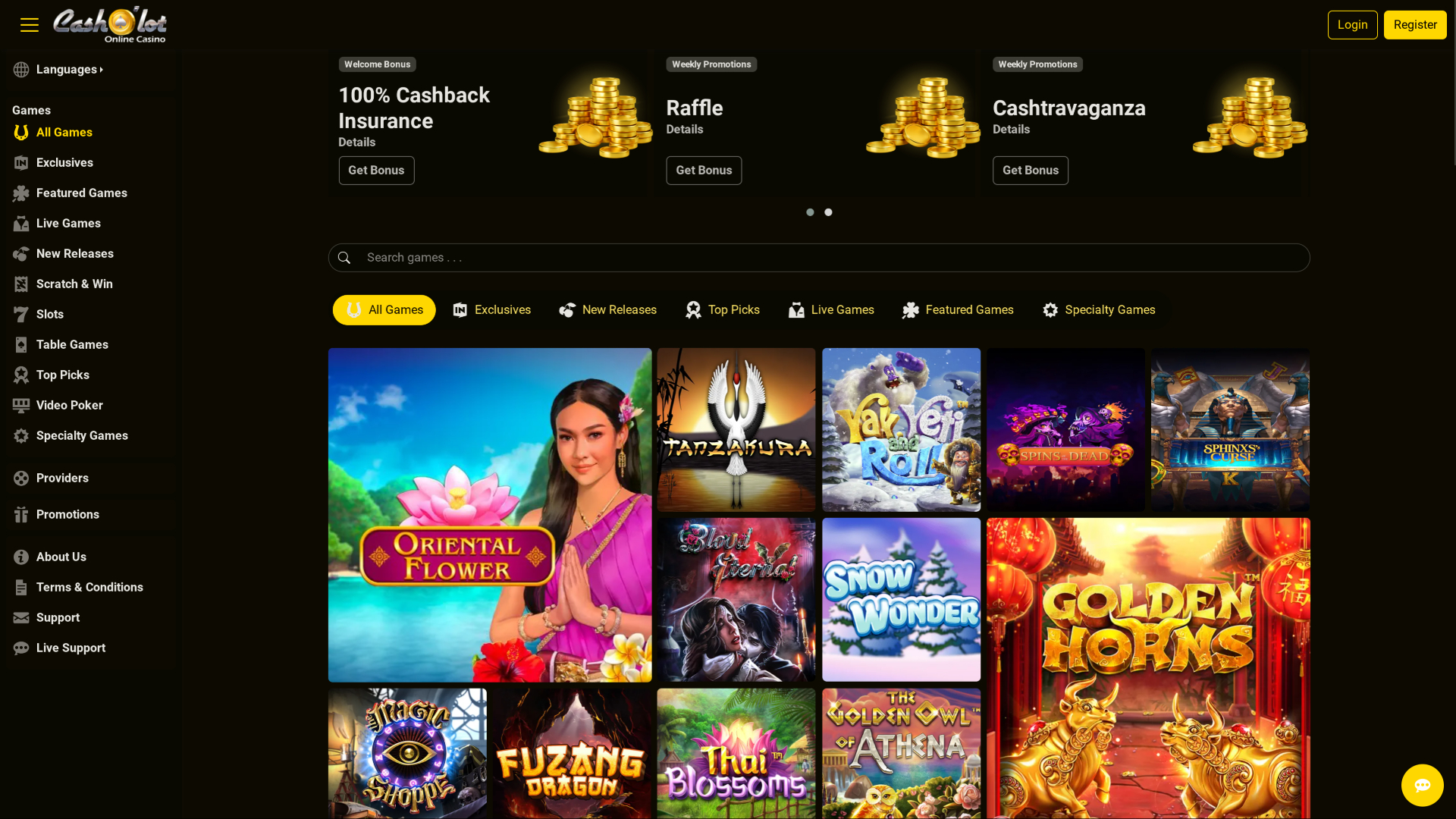 Cash o Lot Casino Desktop Homepage