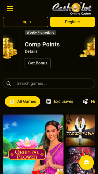 Cash o Lot Casino Mobile Homepage