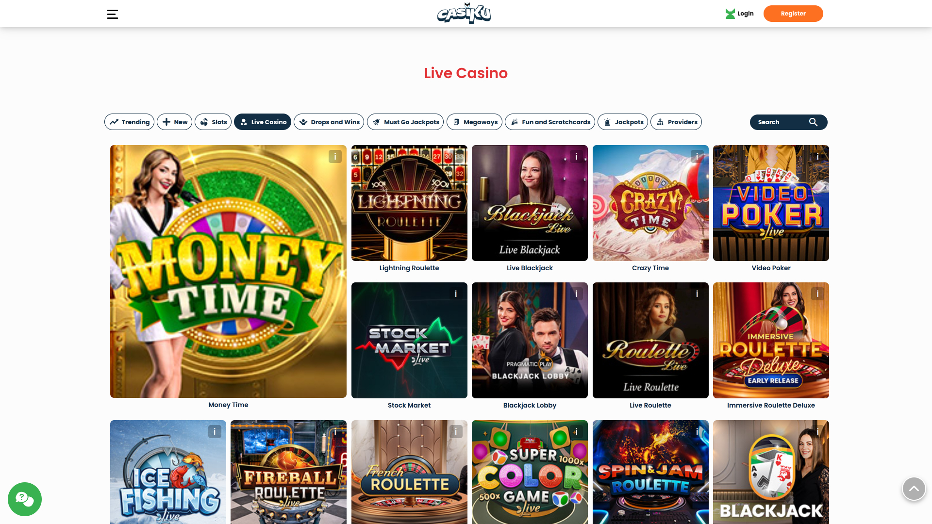 Casiku Casino Desktop Live Dealer