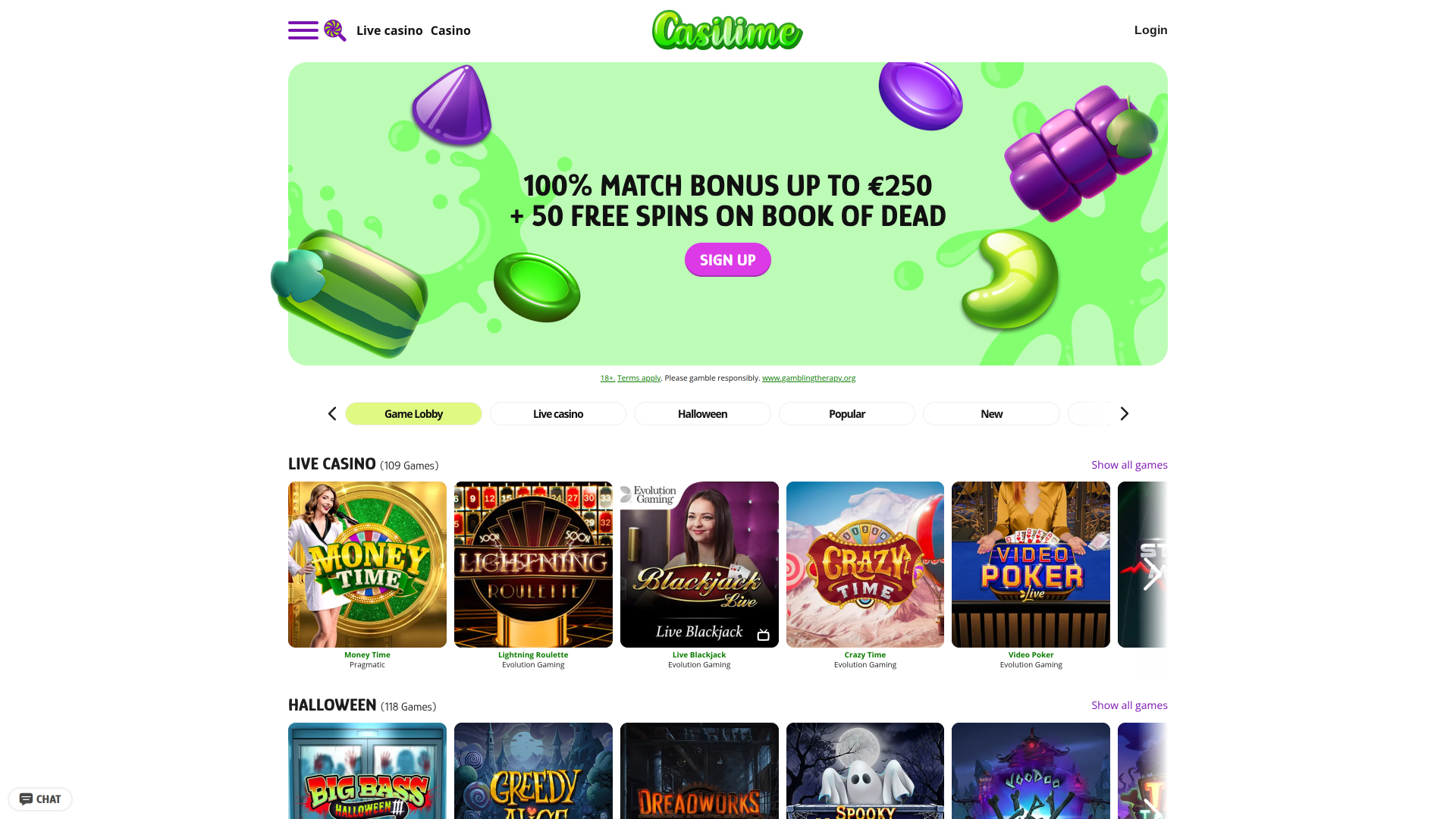 Casilime Casino Desktop Games