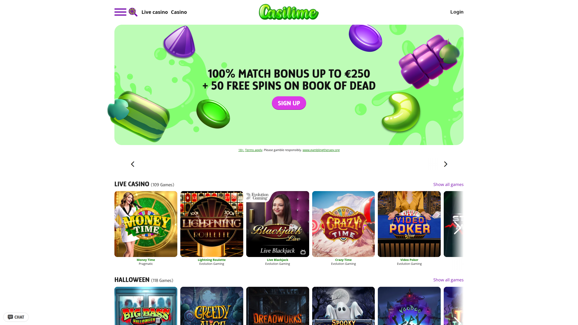 Casilime Casino Desktop Homepage