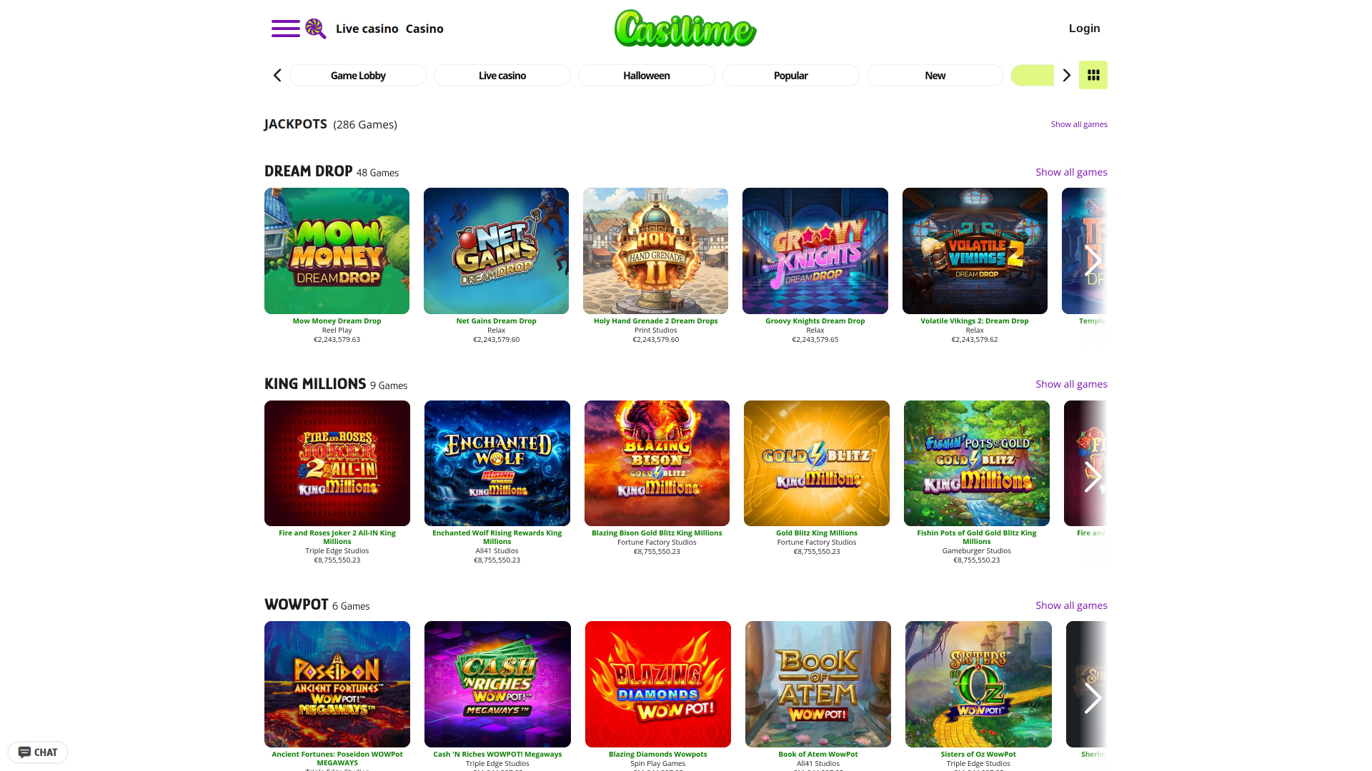 Casilime Casino Desktop Jackpot