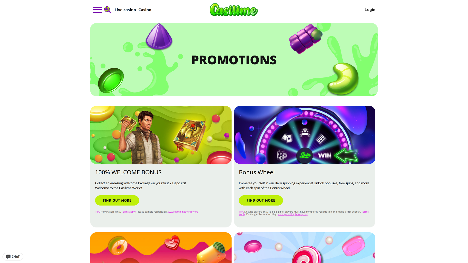 Casilime Casino Desktop Promotions