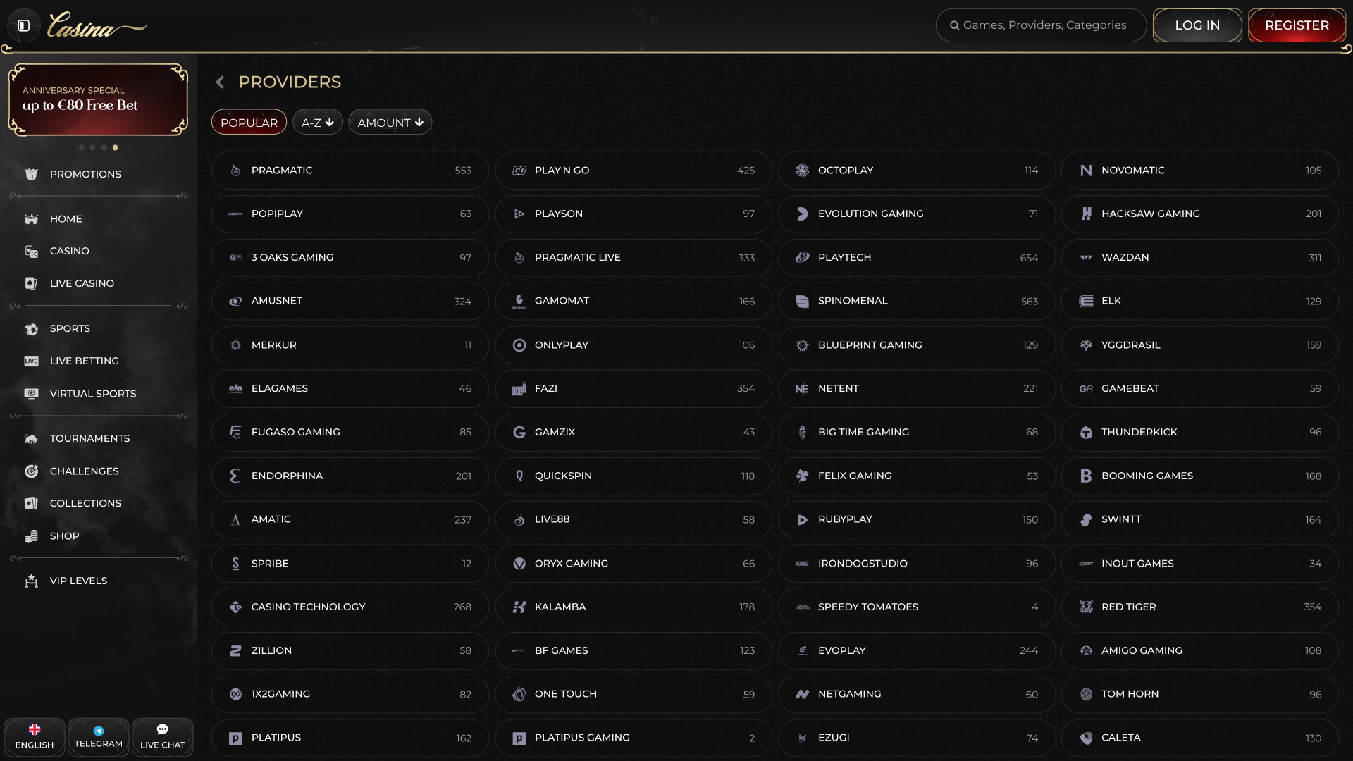 Casina Casino Game Developers