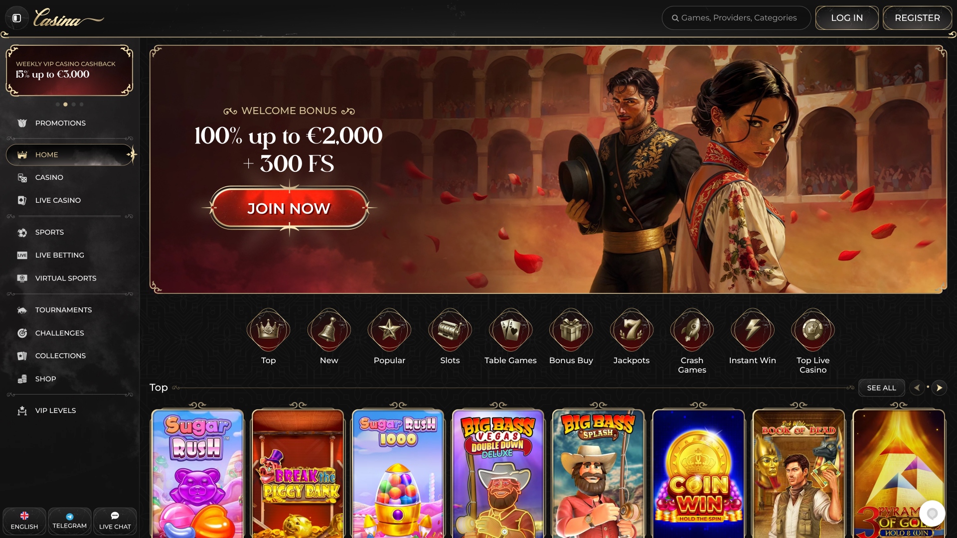 Casina Casino Homepage