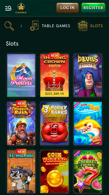 Casinia Casino Mobile Games