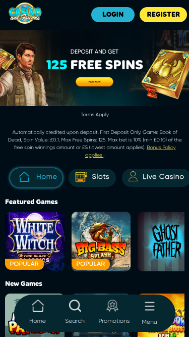 Casino And Friends Mobile Homepage