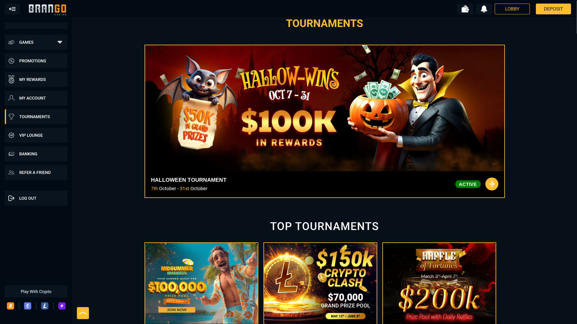 Casino Brango Desktop Tournaments