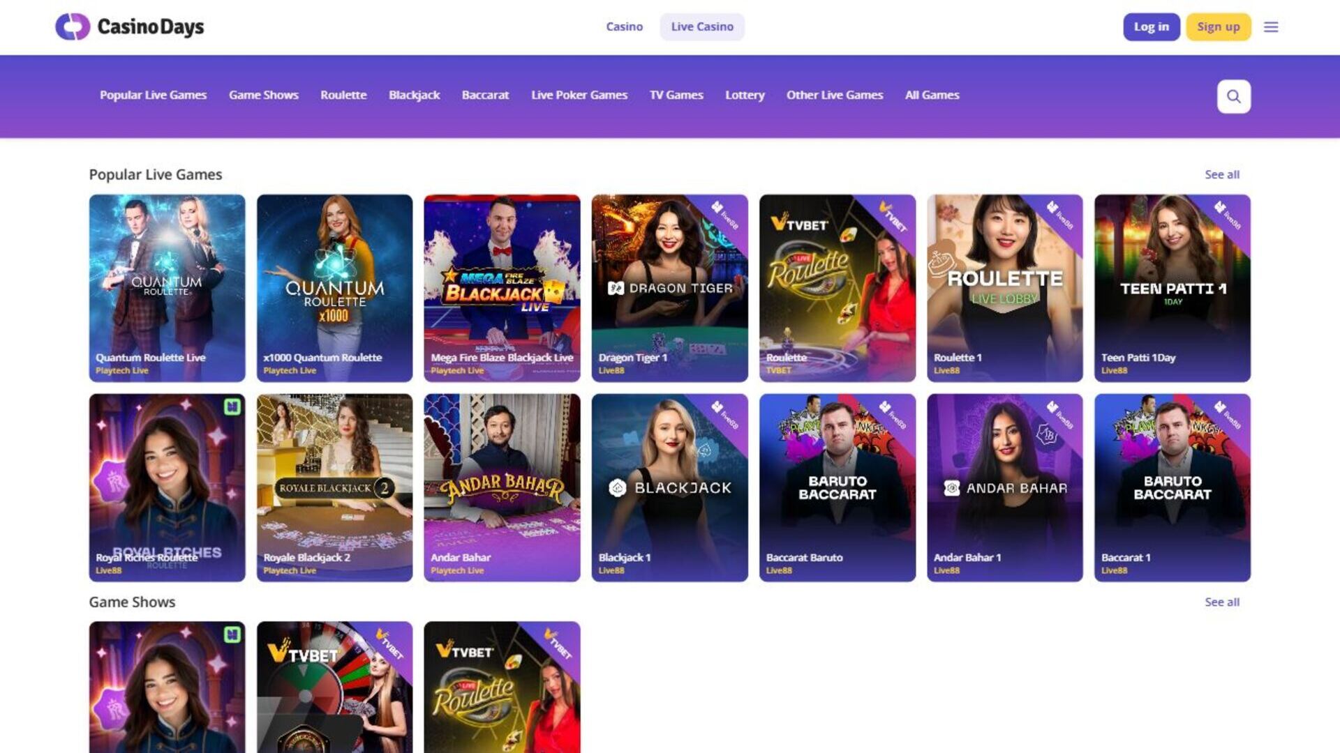 Casino Days Desktop Live Dealer