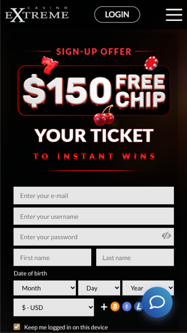 Casino Extreme Mobile Homepage
