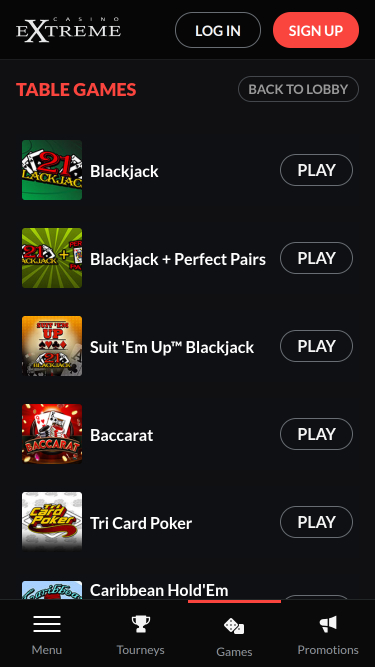 Casino Extreme Mobile Table Games
