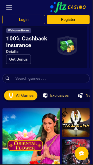 Casino Fiz Mobile Homepage