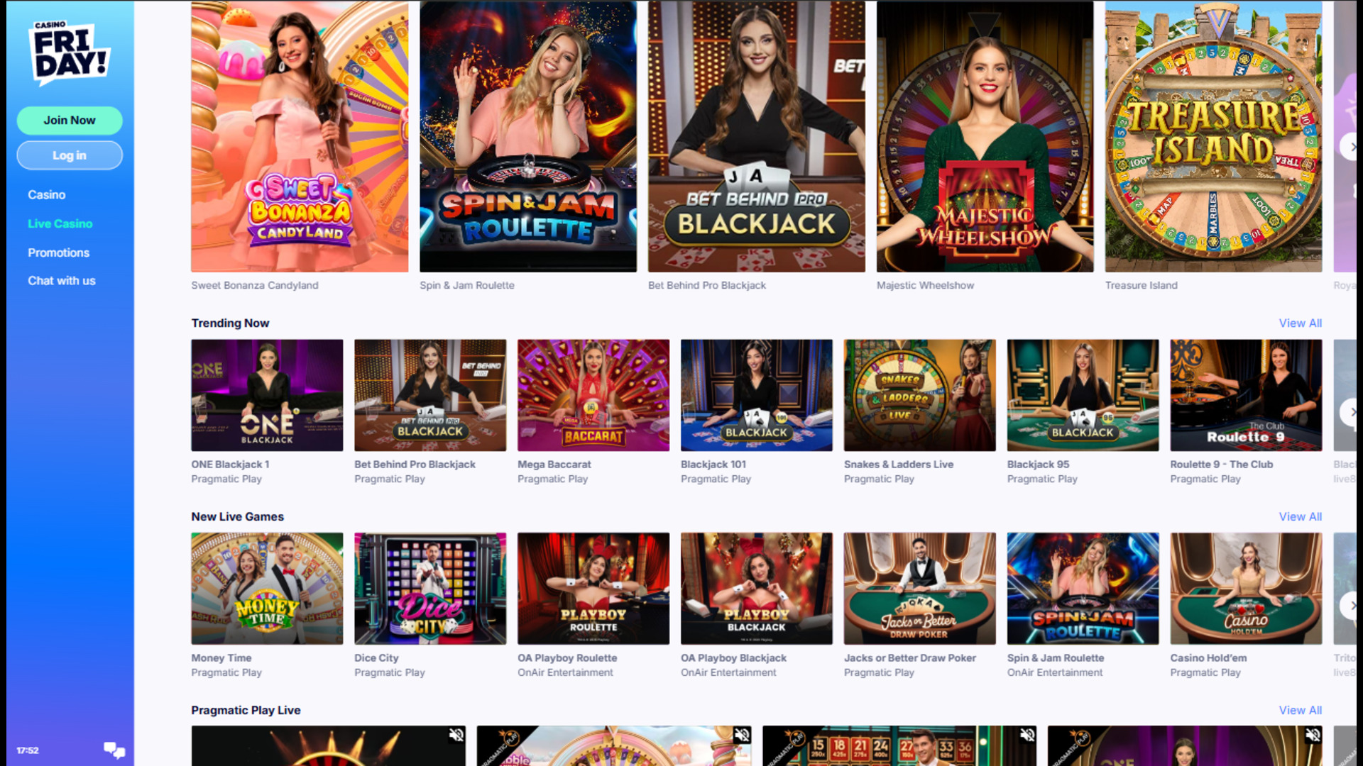 Casino Friday Desktop Live Dealer