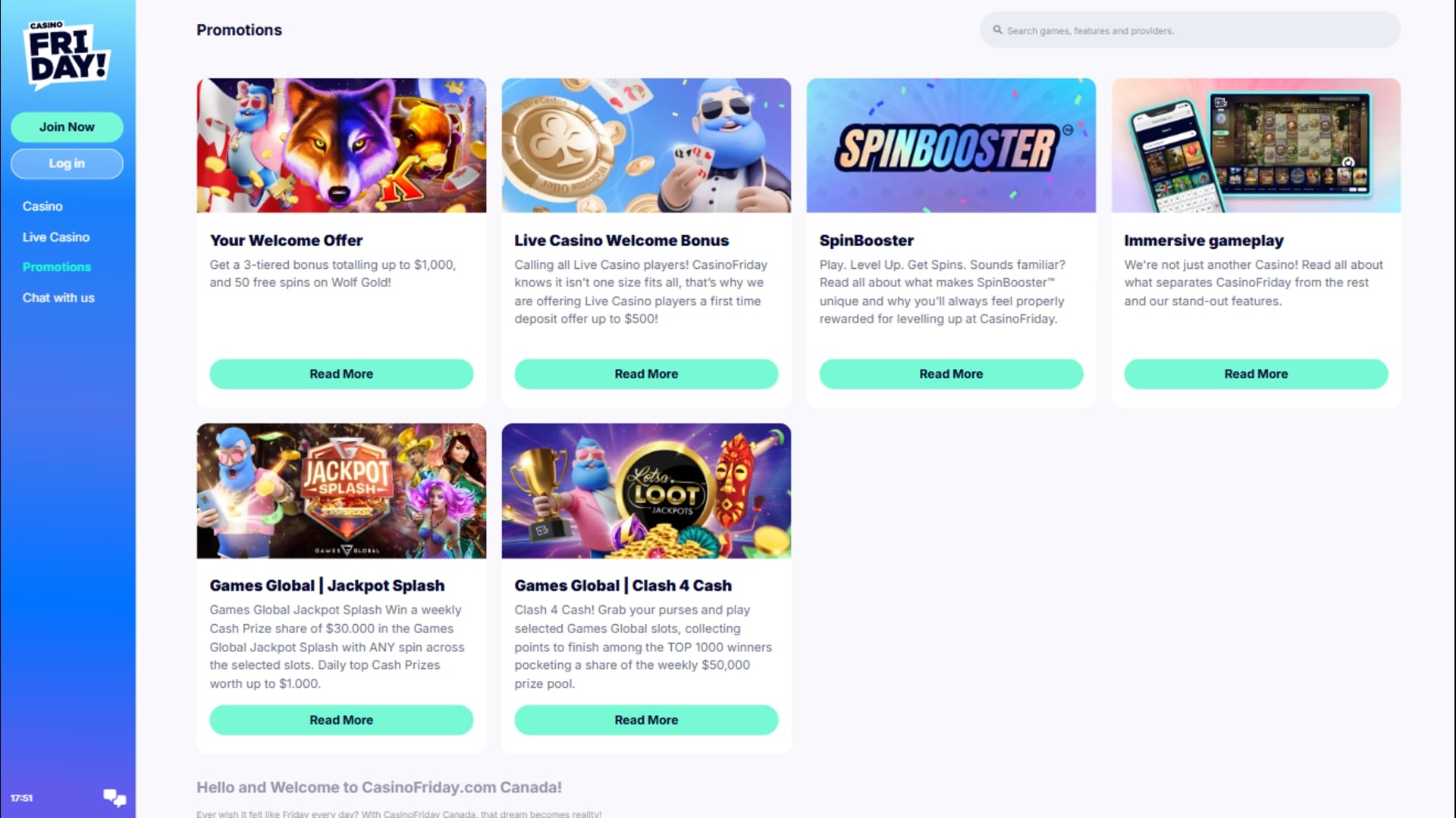 Casino Friday Desktop Promotions