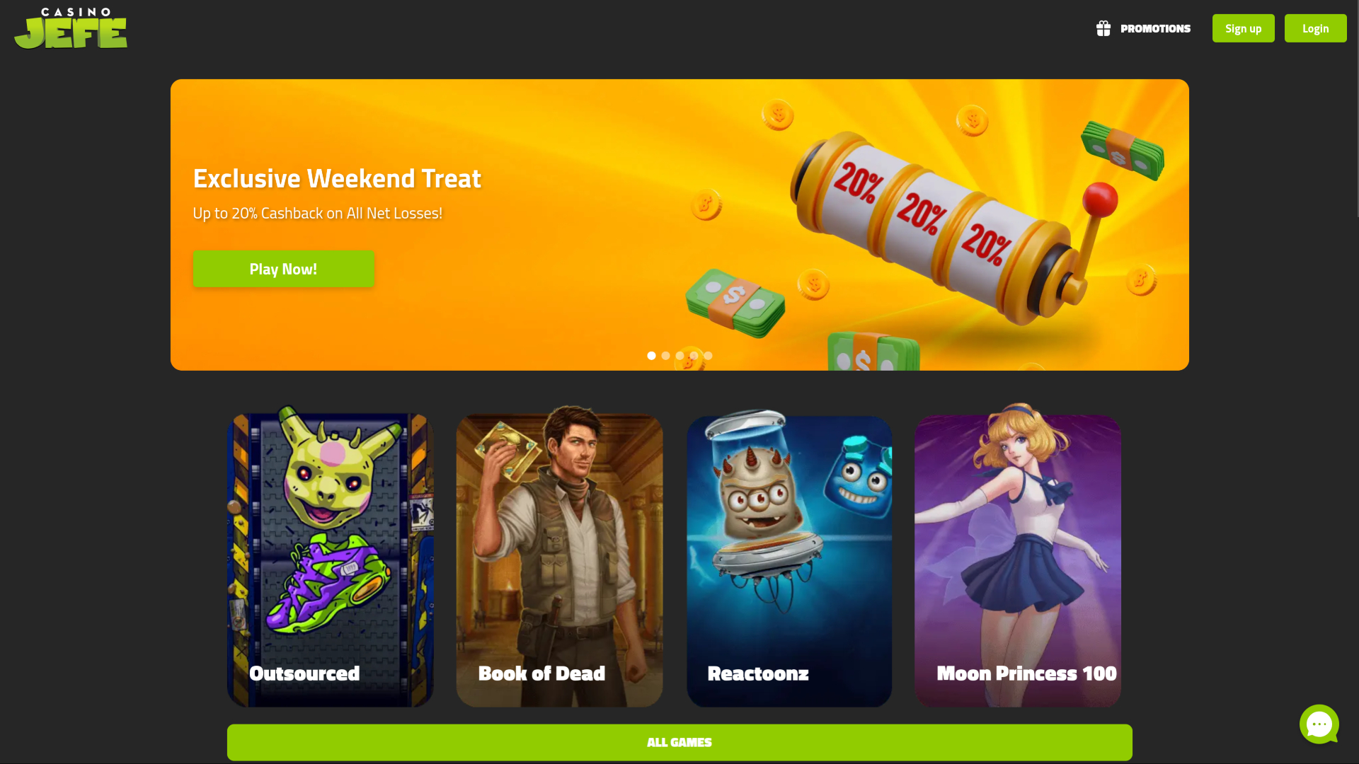 Casino JEFE Desktop Homepage