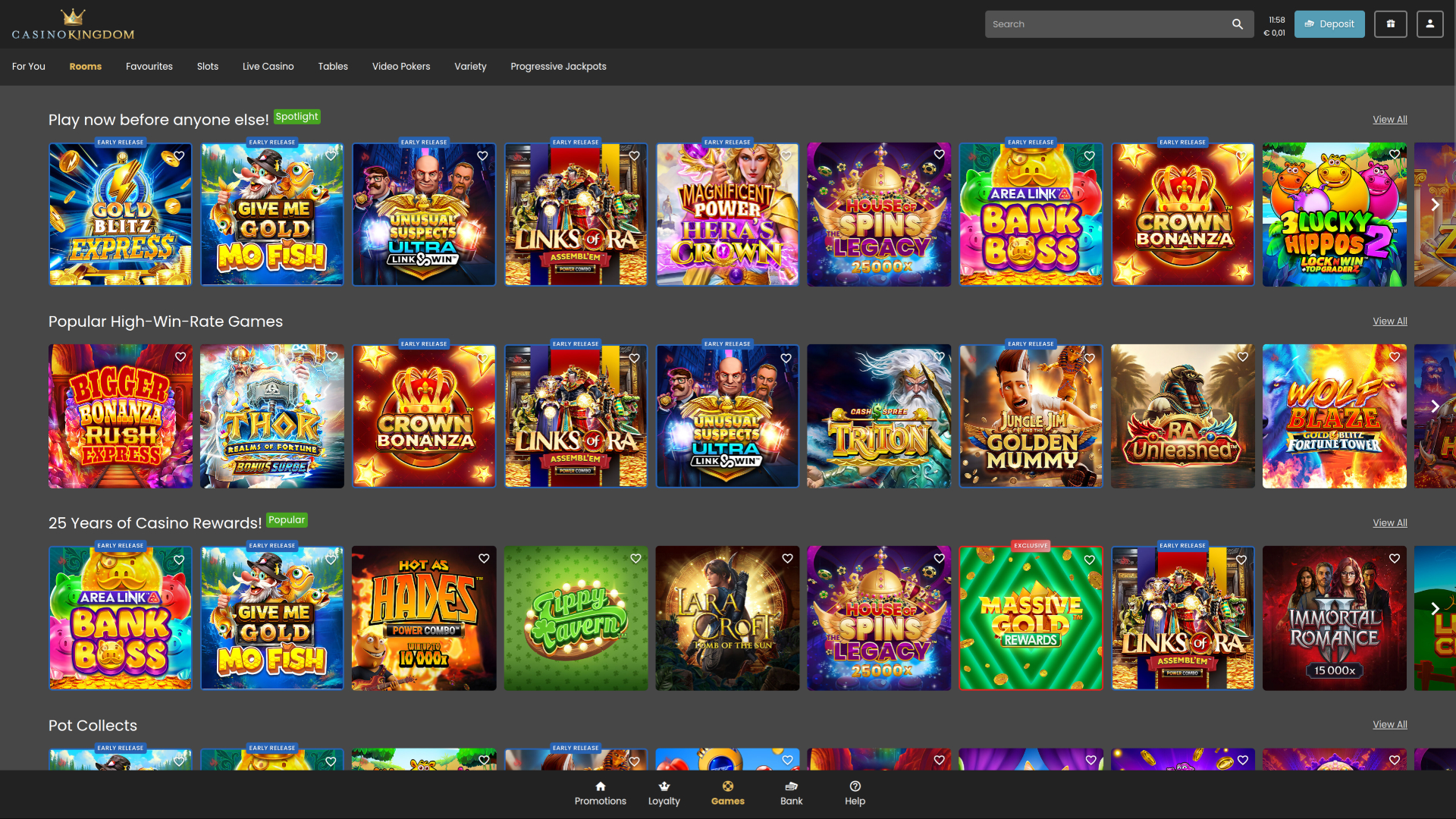 Casino Kingdom Desktop Rooms