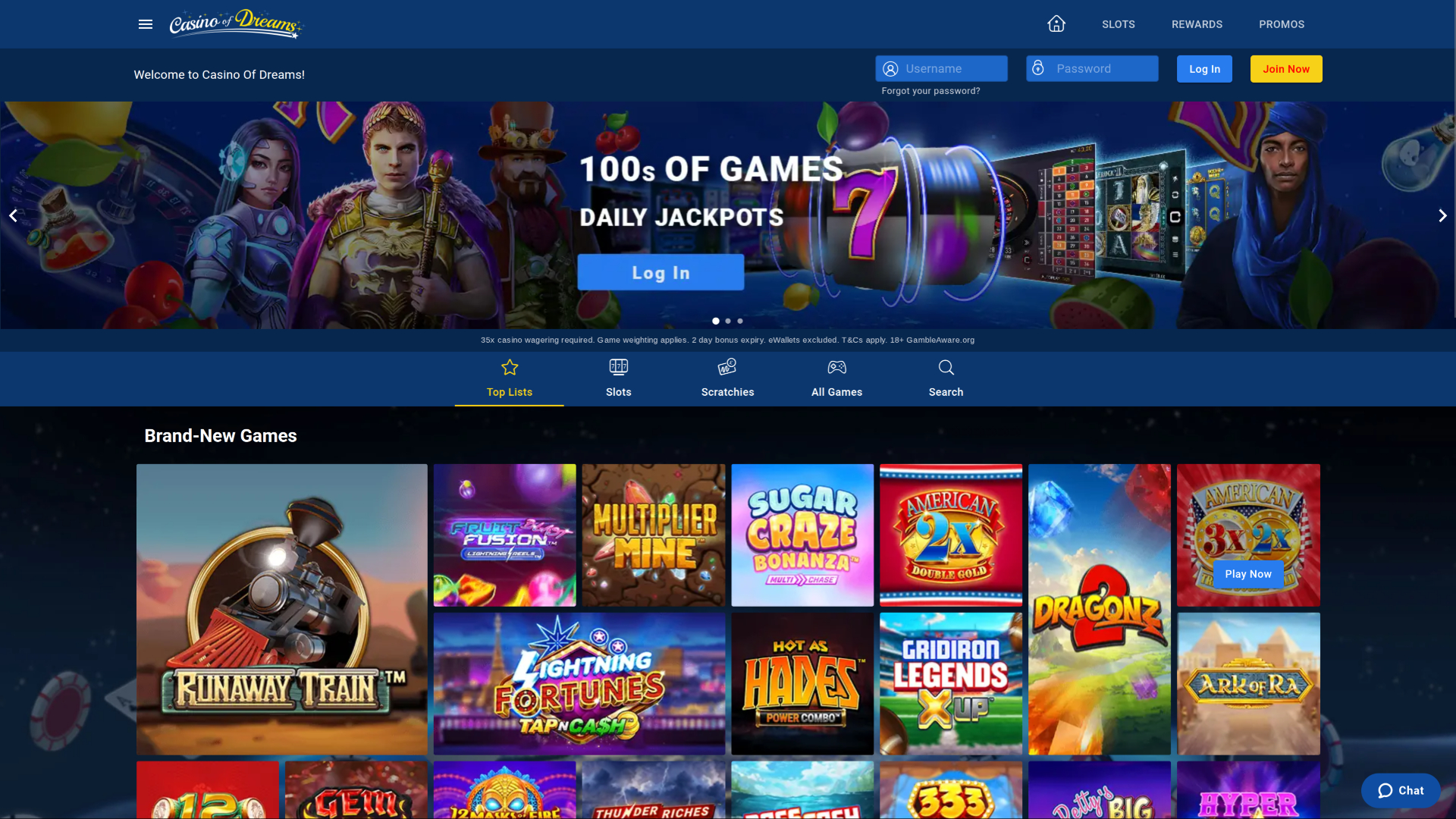 Casino of Dreams Desktop Homepage