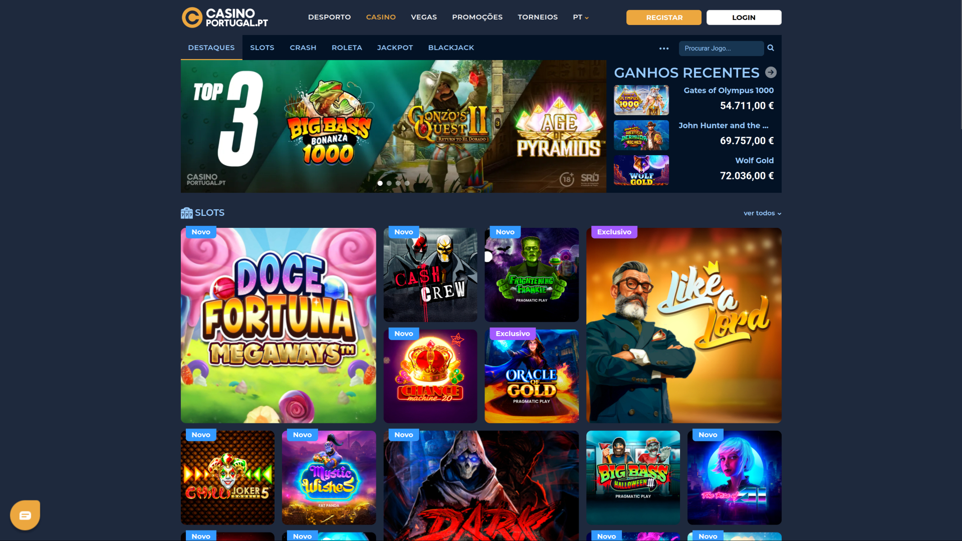 Casino Portugal Desktop Homepage