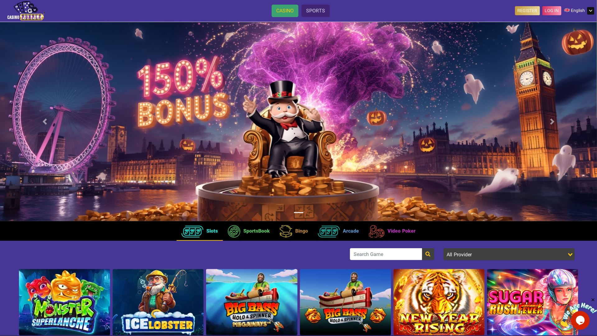 Casino Purple Desktop Homepage