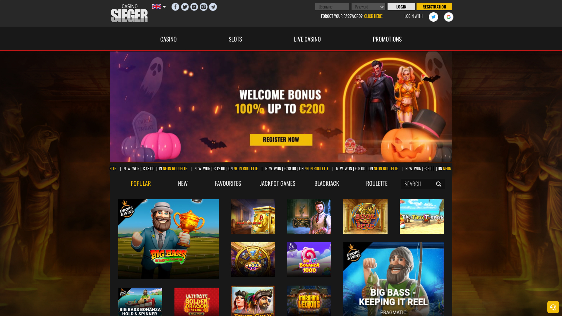 Casino Sieger Desktop Homepage