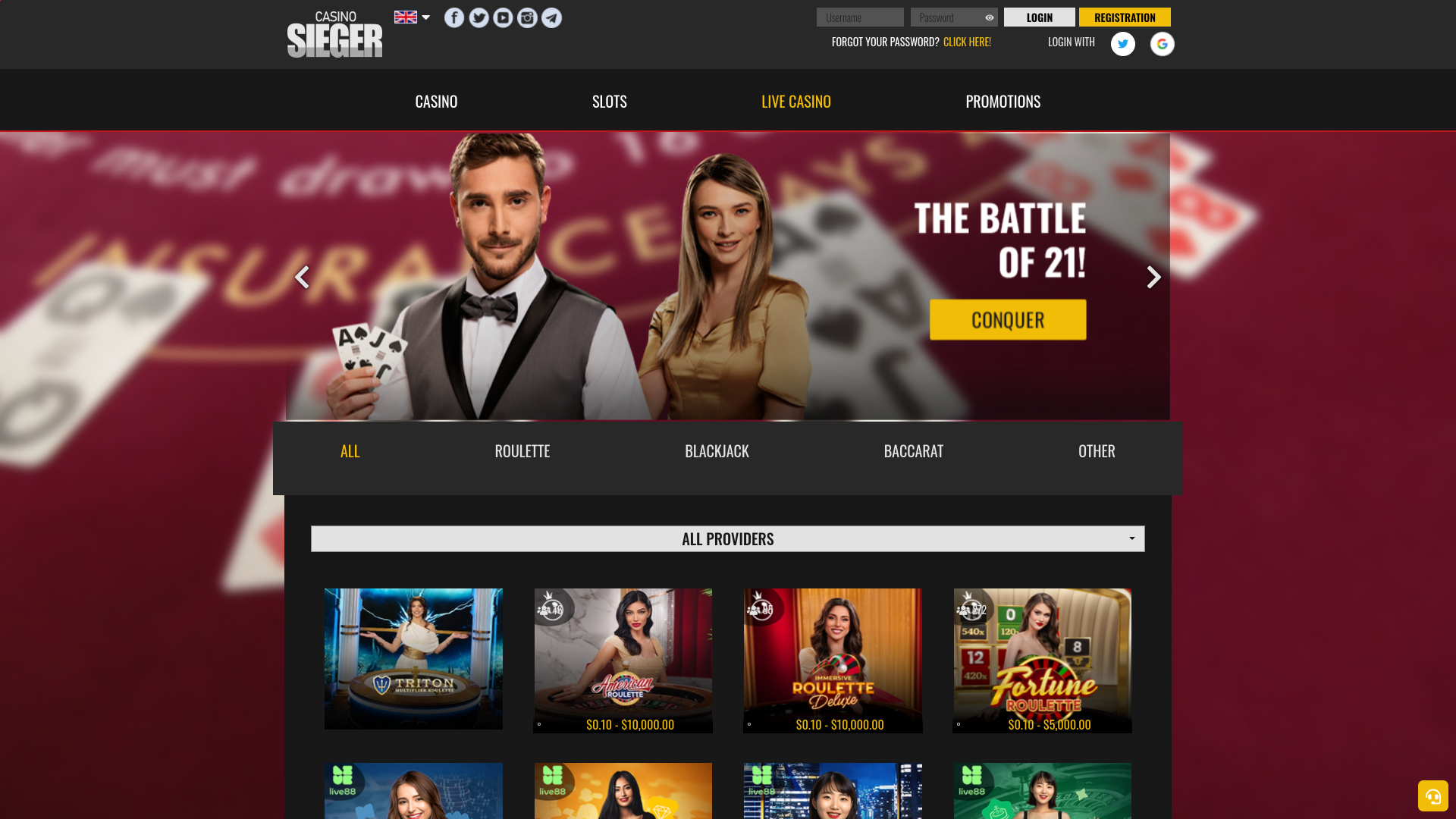 Casino Sieger Desktop Live Dealer