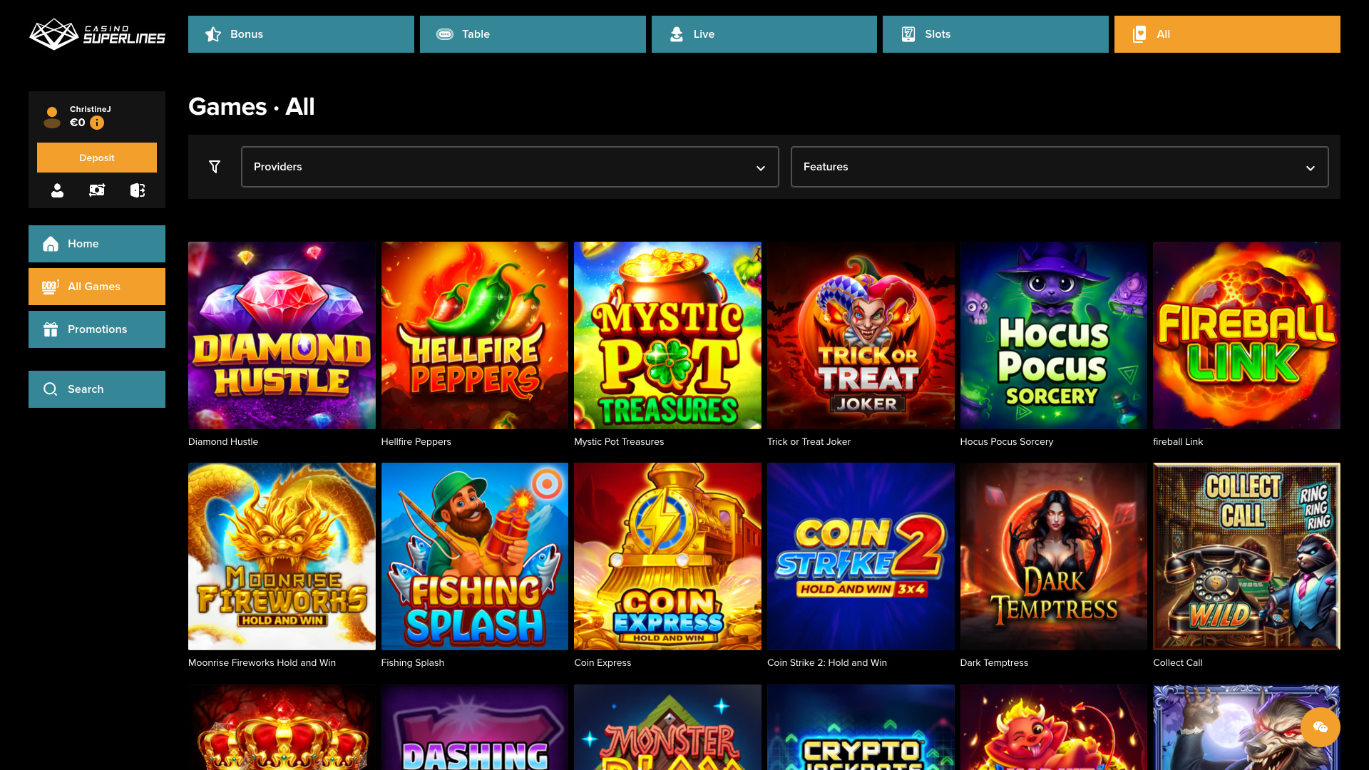 Casino Superlines Desktop Games