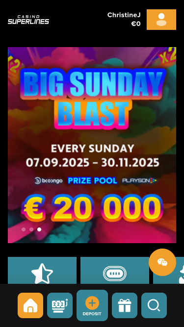 Casino Superlines Mobile Homepage