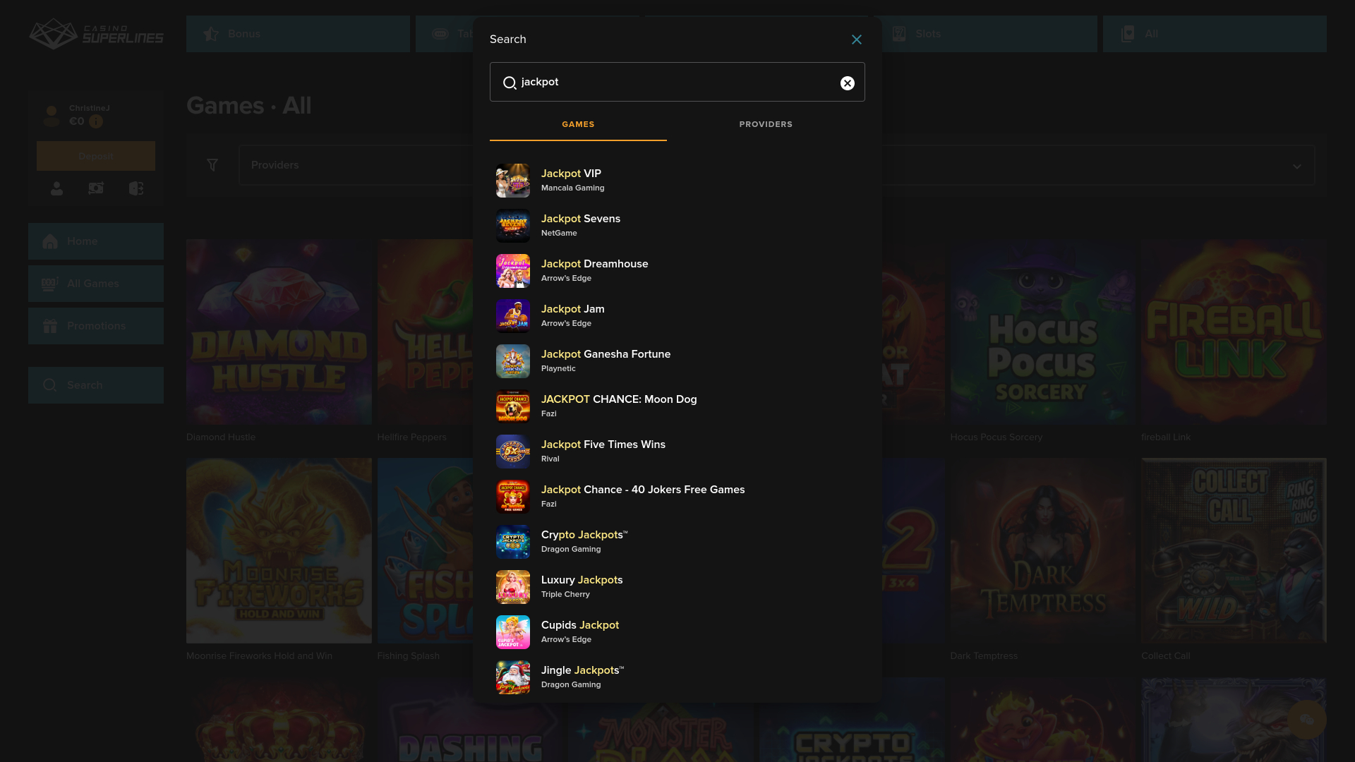 Casino Superlines Desktop Jackpot