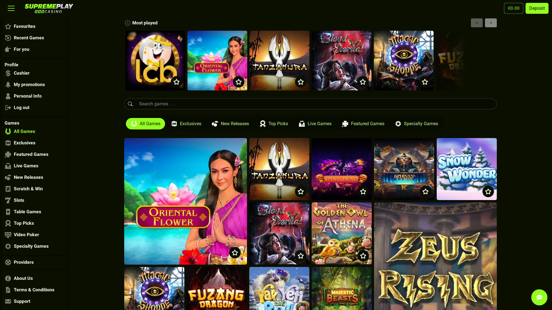 Casino Supreme Play Desktop Homepage
