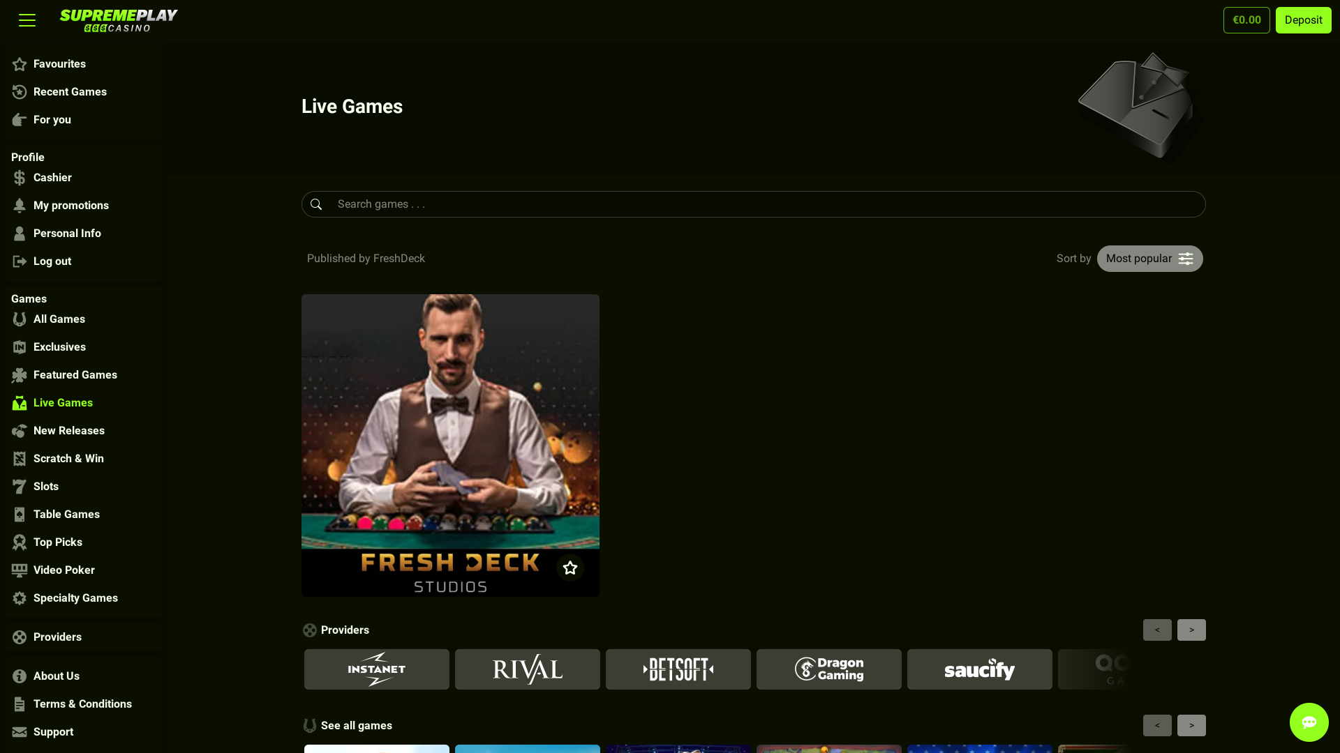 Casino Supreme Play Desktop Live Dealer