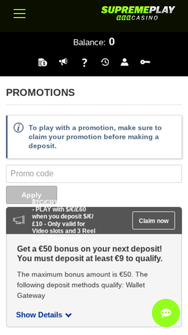 Casino Supreme Play Mobile Promotions