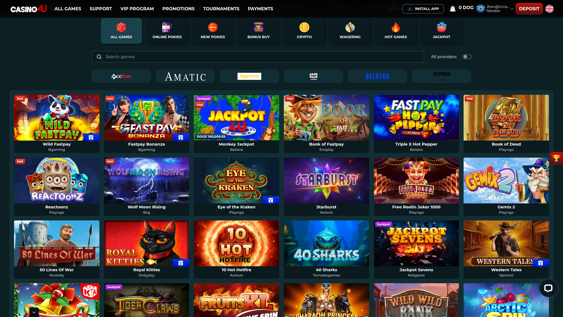 Casino4U Desktop Games
