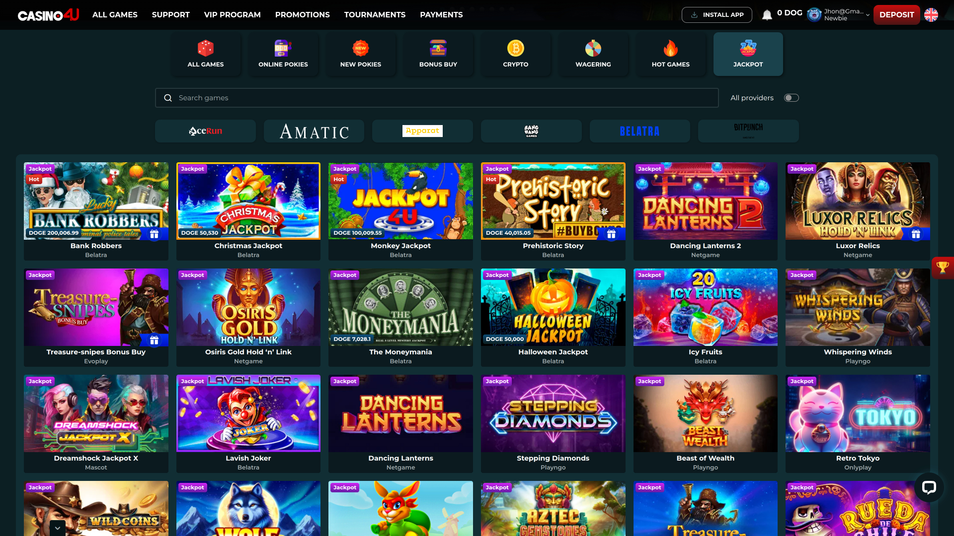 Casino4U Desktop Jackpot