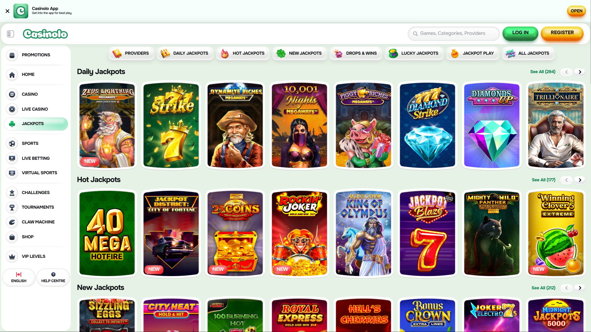 Casinolo Casino Desktop Jackpot