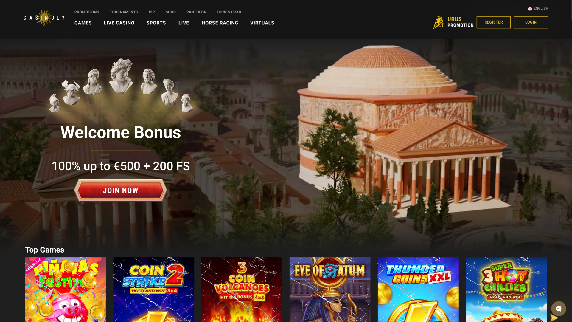 Casinoly Casino Desktop Homepage