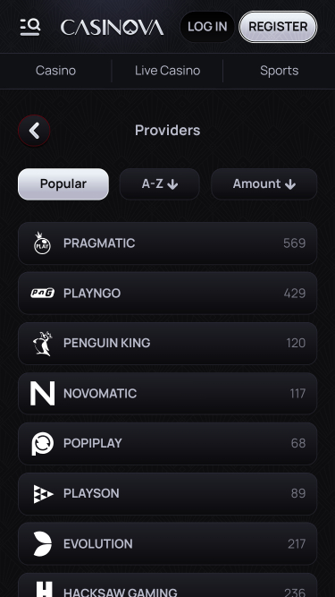 Casinova Casino Mobile Game Developers