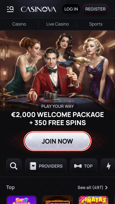 Casinova Casino Mobile Homepage