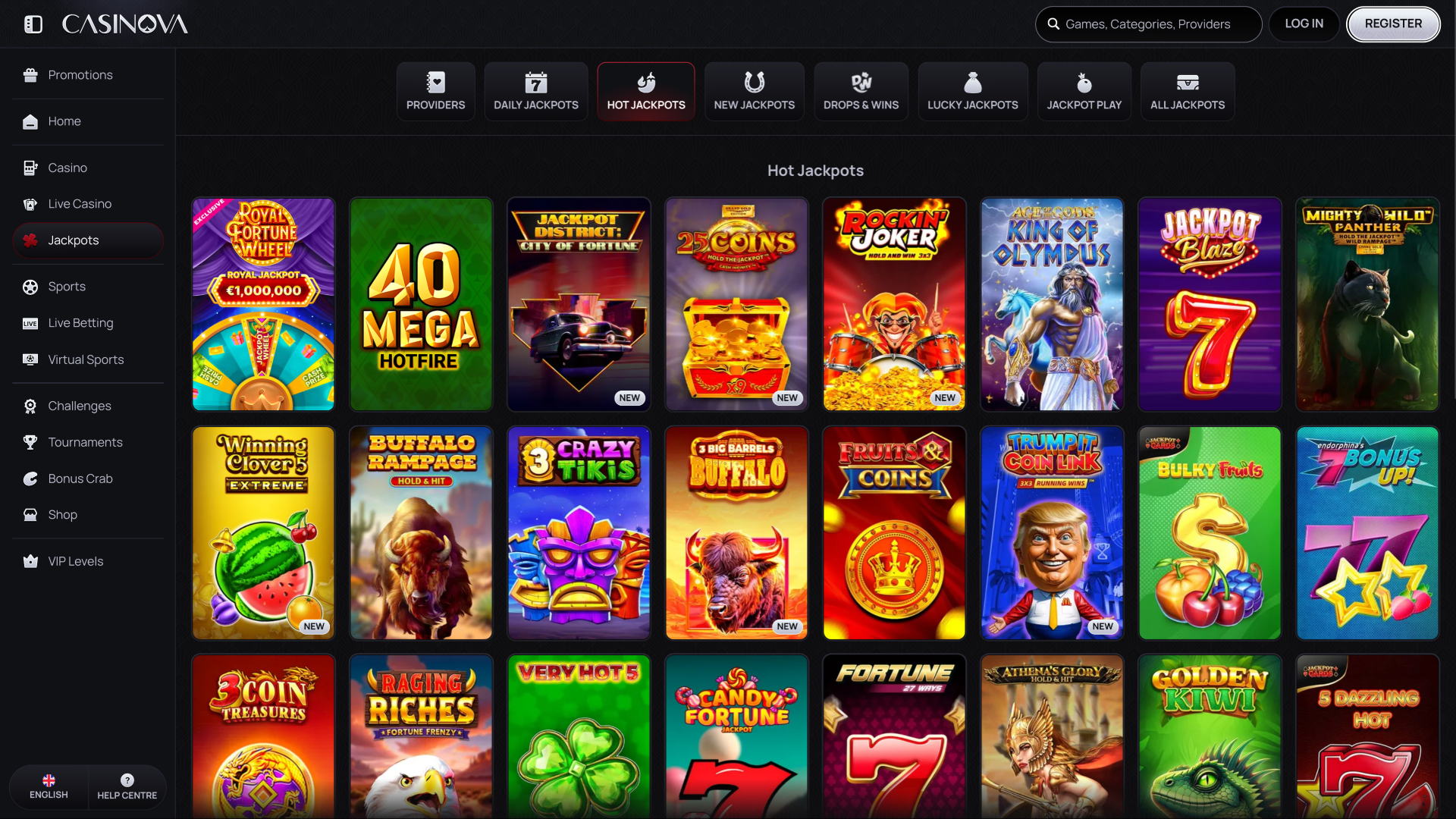 Casinova Casino Desktop Jackpot