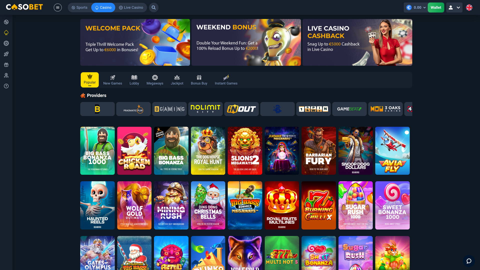 Casobet Casino Desktop Games