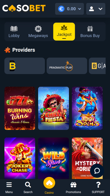 Casobet Casino Mobile Jackpot