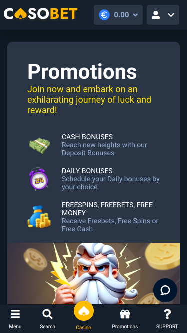 Casobet Casino Promotions Mobile