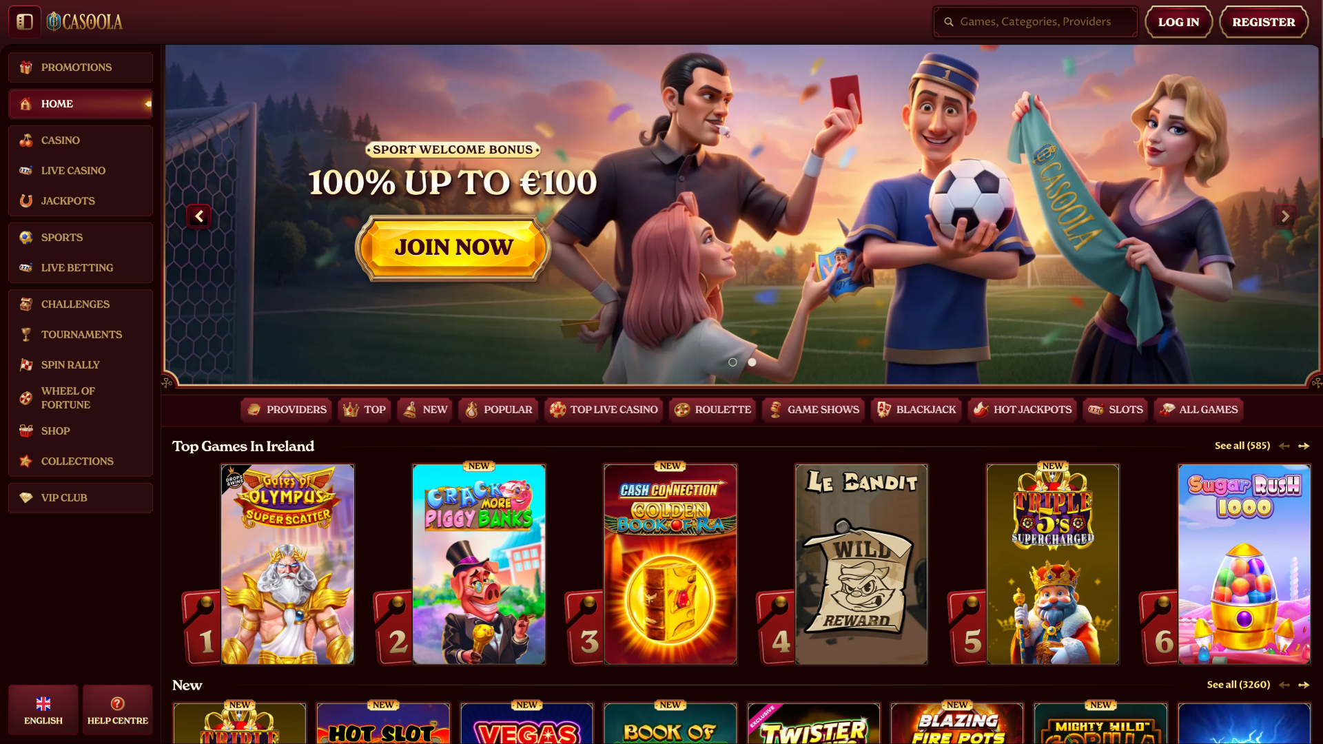 Casoola Casino Homepage